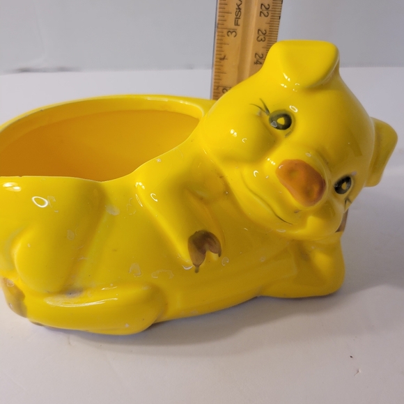 Adorable Vintage Yellow Pig Dish, Planter 😍 D4 - Picture 6 of 8